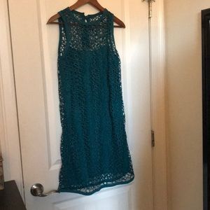LOFT Green Lace Up Back Dress